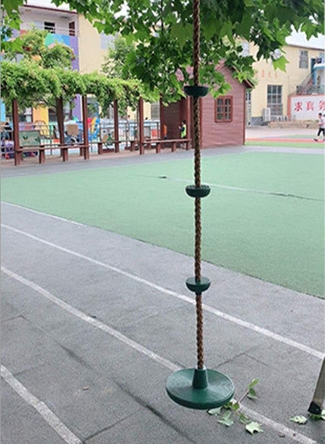 CHARMING TREASURES Metal Platforms Disc Tree Swing Seat And Climbing Knot Rope With Carabiner Hook For Kids Outdoor Playground Set (Green With Disc, 30 Cm, 200 Cm) - Image 4